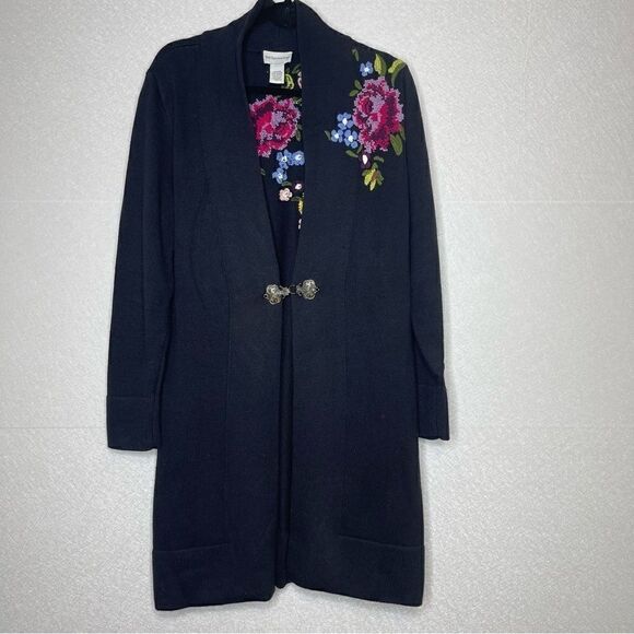 Soft Surroundings La Vie En Rose Embroidered Cardigan M - Picture 2 of 5